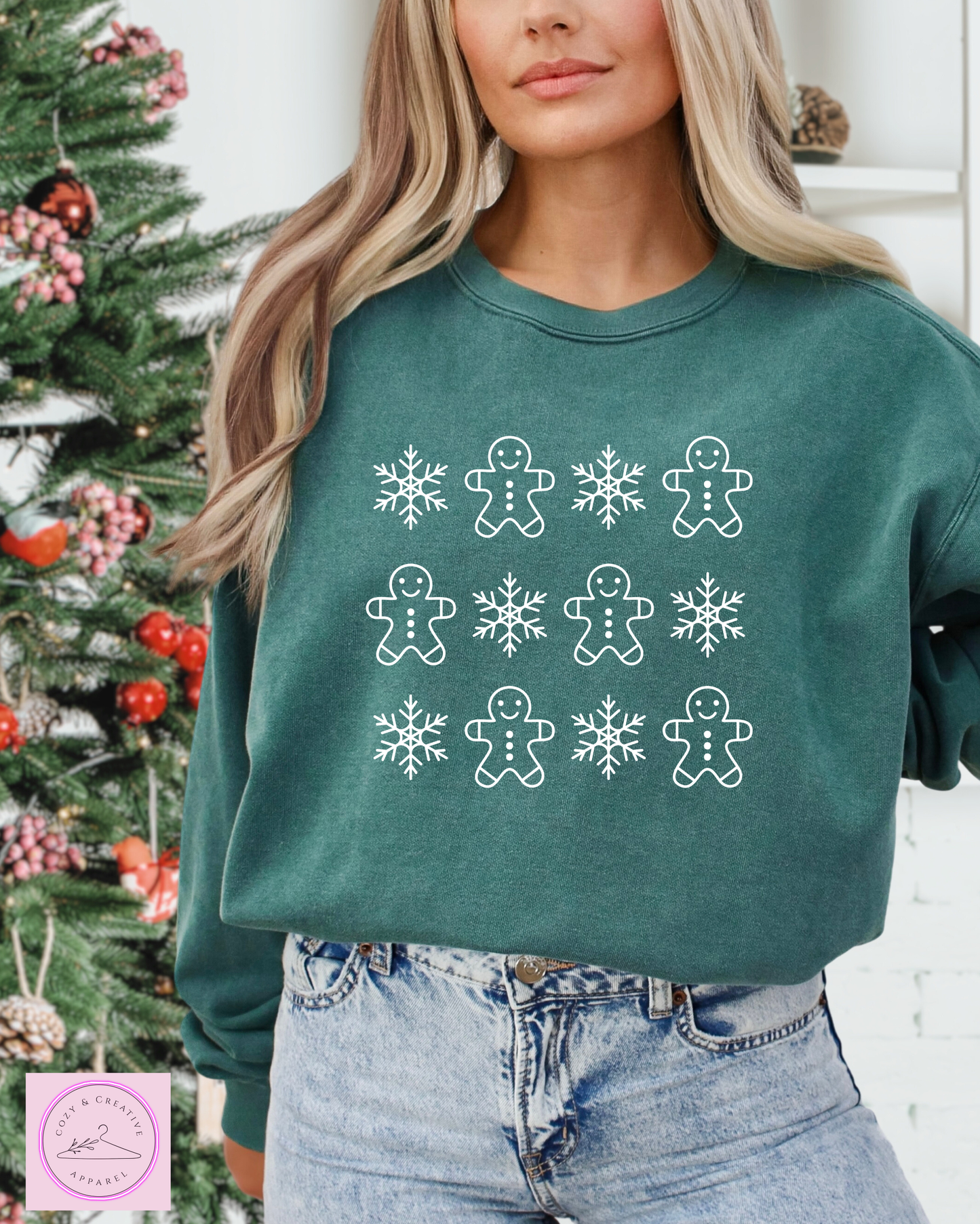 Gingerbread cookie and Snowflakes Crewneck