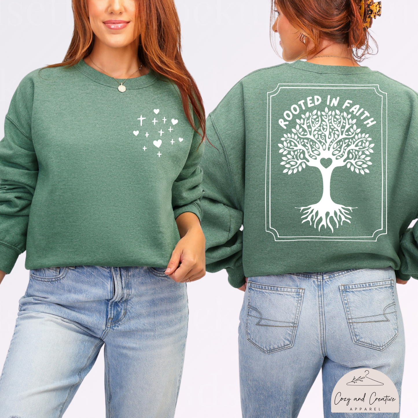 Rooted in Faith Crewneck-Puff Design